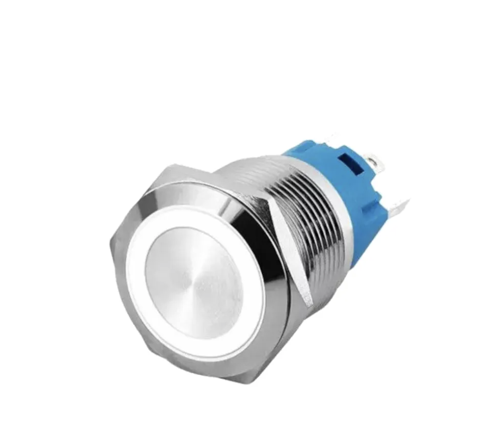 Flat Head Push button (12V-24V) Self-Locking 22mm